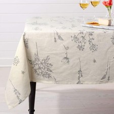 Fern Print Cotton Linen Tablecloth for Dining Rustic Botanical Garden Design