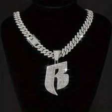 Gold Plated Ruff Ryder Pendant & 20" Iced Cubic Zirconia Chain Hip Hop Necklace