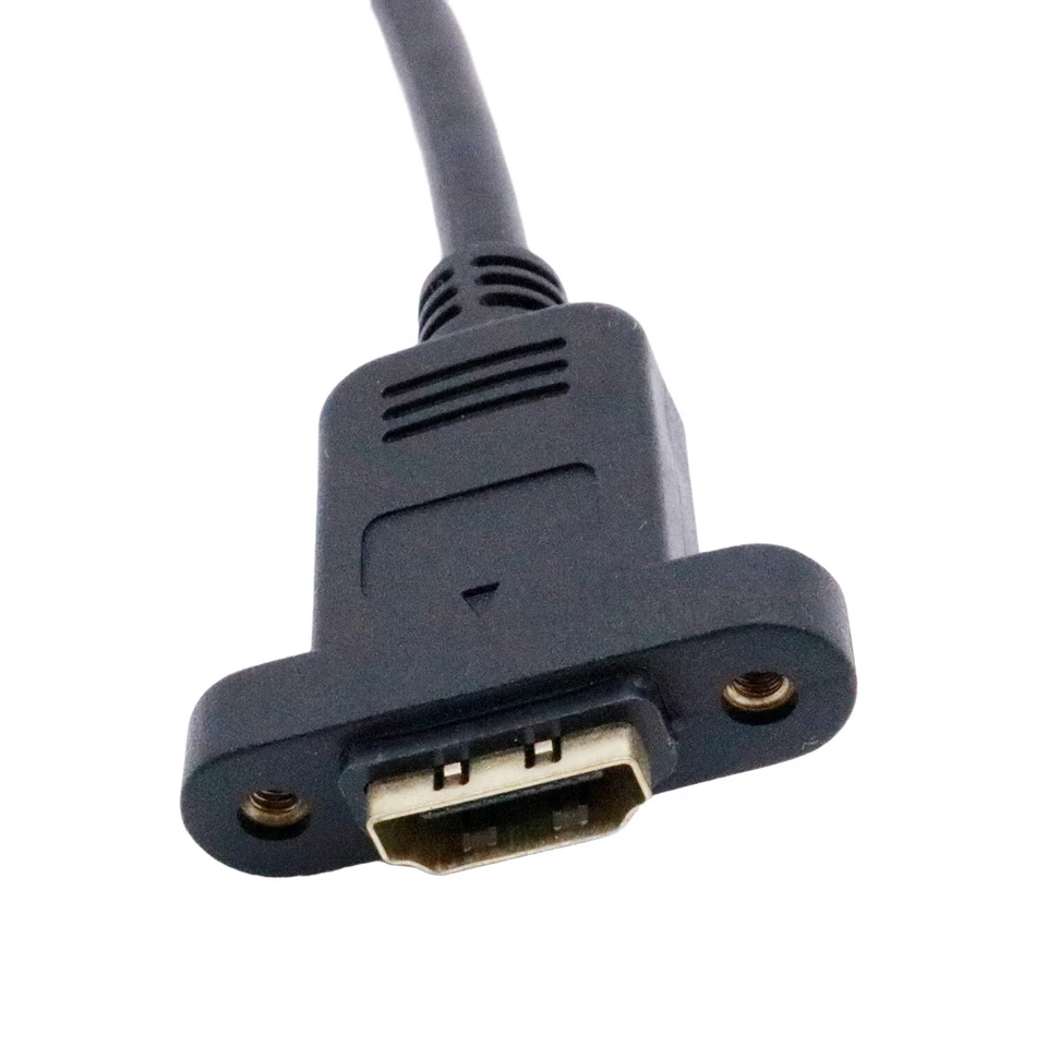 1pc 1ft Hi-Speed 3D HDMI Male to Female Panel Mount Extension Adapter Cable Gold - Image 4 of 4