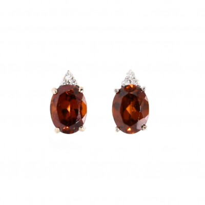 Ohrstecker Zimt Zirkon oval 4,35 Karat mit Diamanten in 14 Karat Gold (42533)