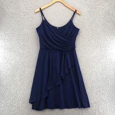 Banana Republic Dress Womens 6 Navy Fit & Flare Spaghetti Straps V Neck Stretch