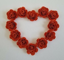 Mini Orange Paper Roses, 100 Handmade, Pack of 12
