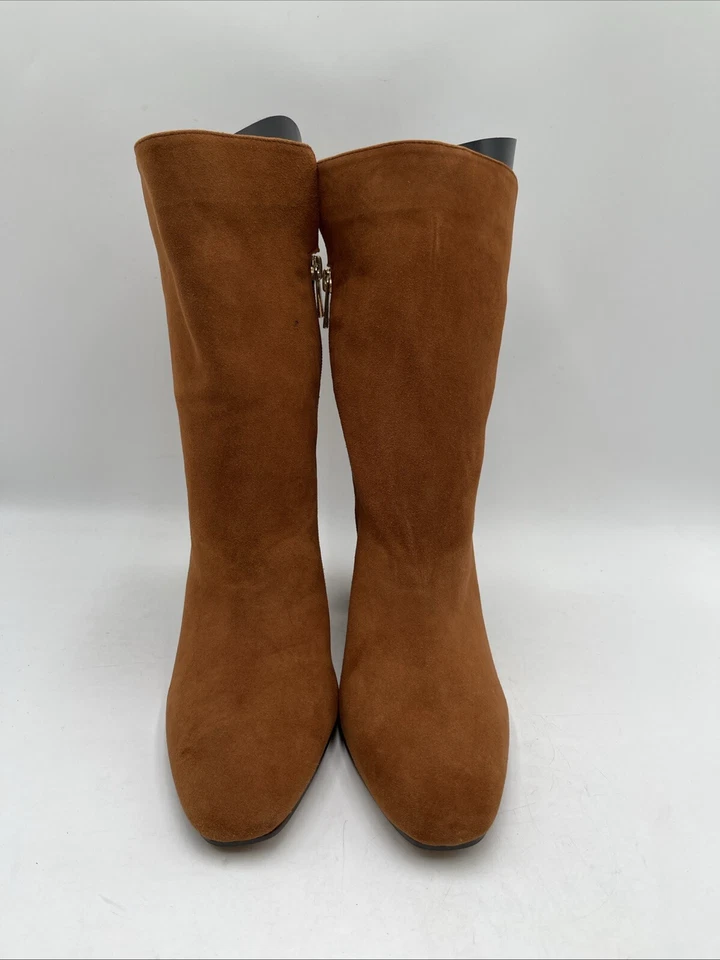 Jessica Simpson KAELIN Gamuza Punta Redonda Lateral Cremallera Tacón Bloque Botas Marrón Talla 10M/42 Foto 2 de 4