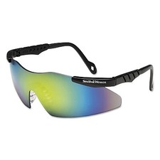 Smith And Wesson Safety Glasses Green Mirror Polycarbonate Lens Black Nylon