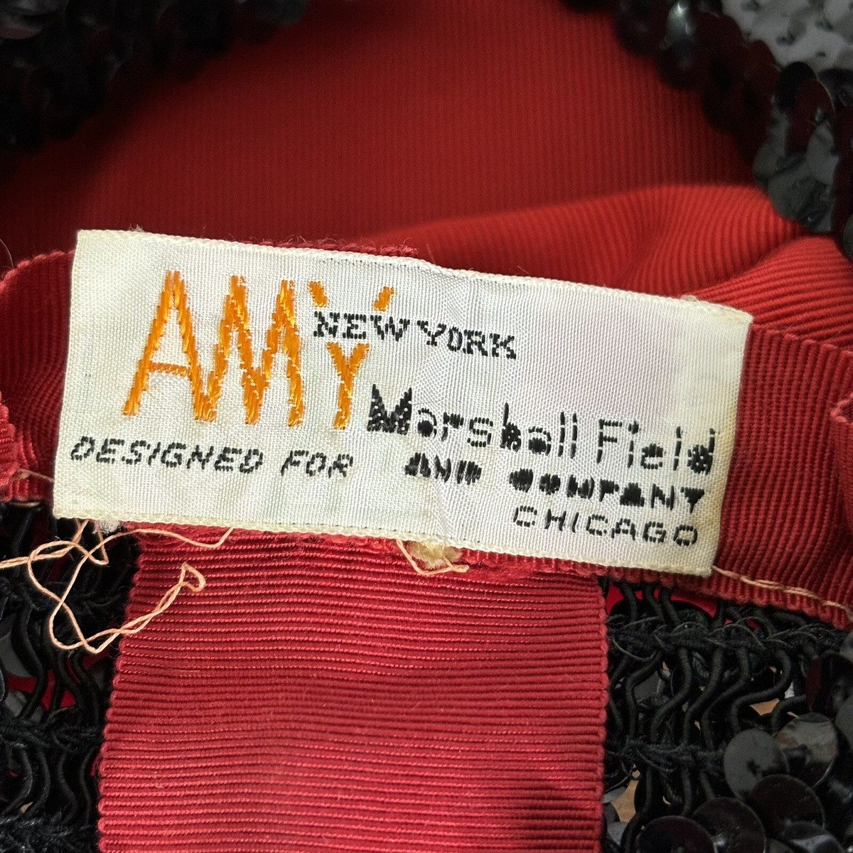 Amy New York Hat Womens Red Velvet with Black Sequins 