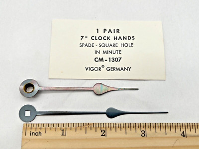 NOS VIGOR CM-1307 Spade Replacement Clock Hands, Square Hole. For 7'' Clock Dial.