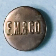Bb F. M. & Co. Antique Wobble Shank Overall BUTTON small 11/16"