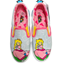 Zapatillas sin cordones Super Mario Princess Peach Twin Gore logotipo 3D para niñas grandes y pequeñas