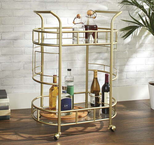 Kitchen & Dining Furniture Gold Metal Bar Cart Thumbnail Picture