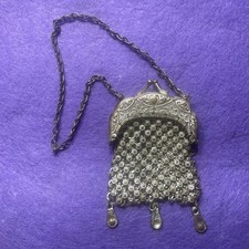 Vintage 1920s Art Deco Flapper silver Chain Mail Mesh Purse 3.5 x 2.25 Darling