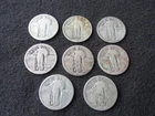 Lot of 8 Standing Liberty Silver Quarters - All dates rubbed out