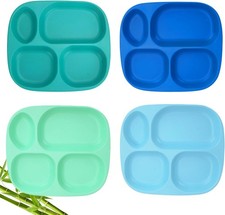 Bamboo Divided Plates for Kids Adults - Dinnerware Set for Toddlers Kids