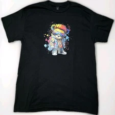 Unisex Gilden Heavy Cotton Shirt Size L Black With Graphic,New