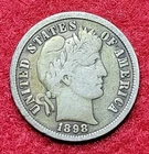 1898 S Silver Barber 10c Dime Good