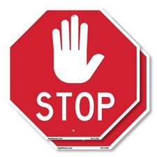 Stop 2 Pack 6 inch X 6 inch Octagon Plastic Sign Weather Resistant, UV Protect