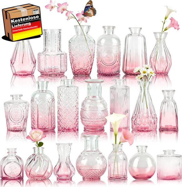 Mini Vasen Set 12 StüCk FüR Tischdeko Hochzeiten Parties Mit ÄTzmuster-image