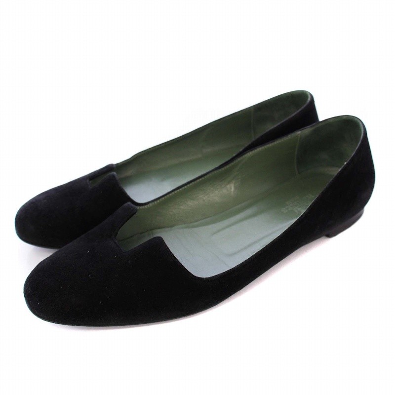 HERMES Black Suede Flat Sandals Size 36.5 Pre-Owned Japan Fashion-image