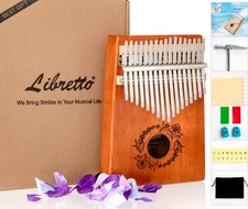 Libretto Kalimba Solid Wood Thumb Piano 17 Keys, Portable Finger Piano with