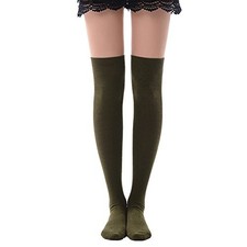 Women's Over Knee High Socks, Tube Dresses Fashion Cotton One Size Army Green