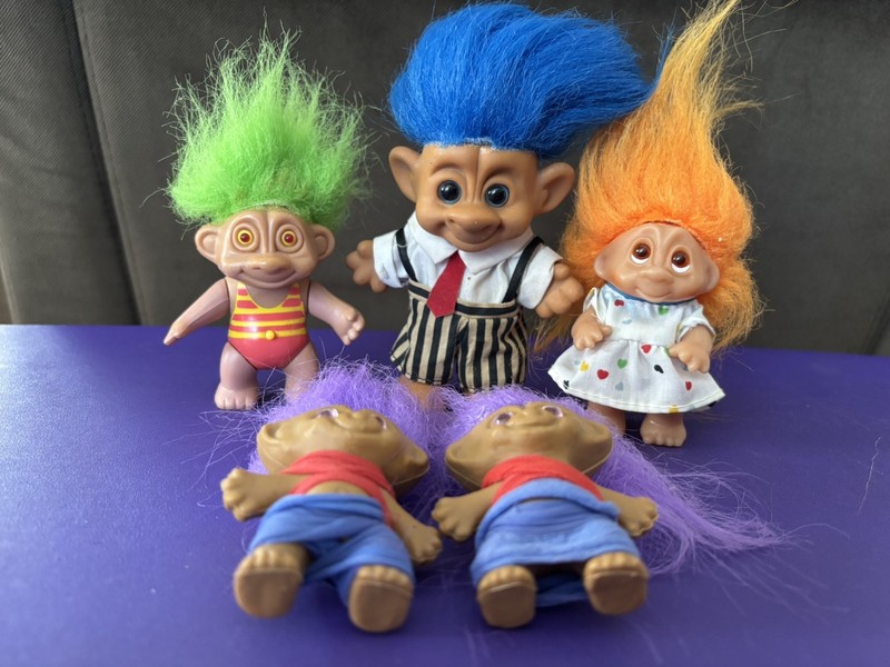 Vintage 1990's Treasure Troll Dolls Lot Of 5 Thomas Dam dolls