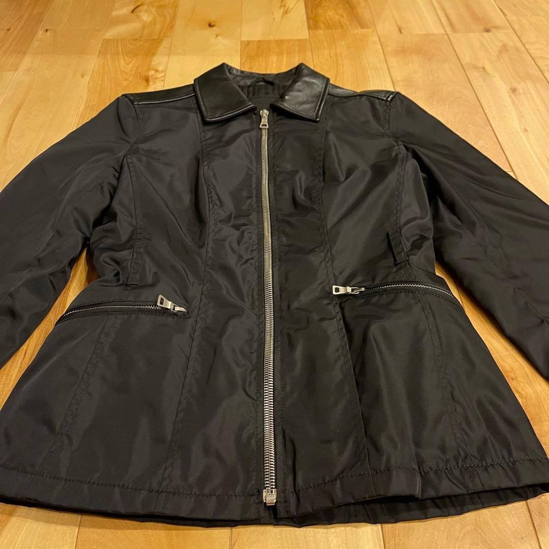 PRADA Drizzler Jacket Women's S Black Leather Nylon Mix Stylish Design image 2
