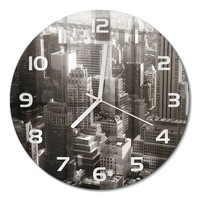 Runde Wanduhr Aus Glas Glasuhr Aus GehäRtetem Glas New York WeißE Zeiger Fi30 Cm