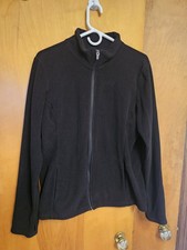 Old Navy Women's Active Wear Zip Up Fleece Black w/Pockets Thumb Holes Large