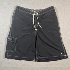 Polo Ralph Lauren Swim Trunks Mens L Black Board Shorts Cargo Drawstring Unlined