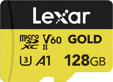 128GB Professional Gold Micro SD Card, UHS-II, C10, U3, V60, A1, Full HD, 4K, up