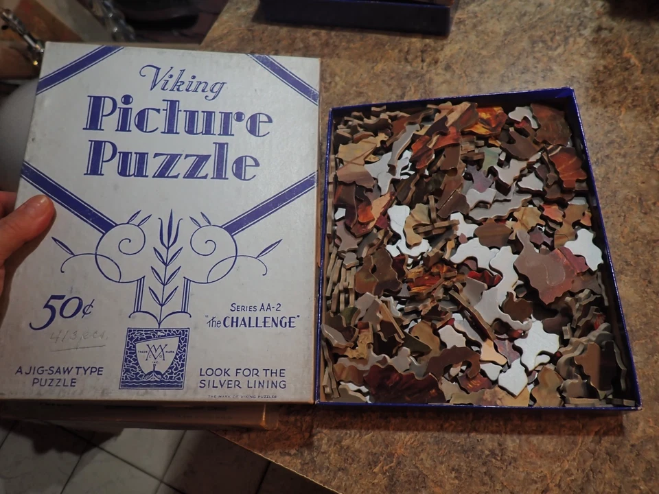 Лот из 2 винтажных головоломок Viking серии AA-2 и AA-3 ищите серебряную подкладку - Изображение 4 из 4