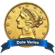 $5 Liberty Head Gold Half Eagle 0.2419 ozt XF Random Year 5337.29 per troy oz