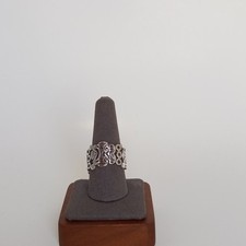 Vintage Rare Sterling Silver 925 Aztec Ring Wide Band Taxco Mexico Size 9.5