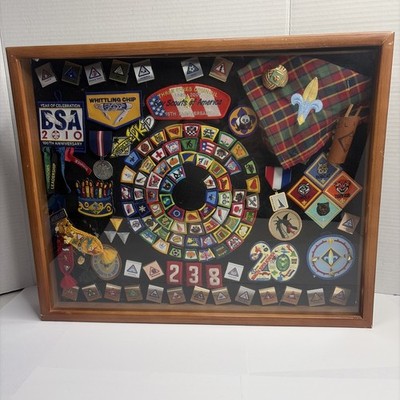 VTG 80s/90s Cub Scouts Shadow Box, Three Fires Council, Troop 238, Spiral Patch