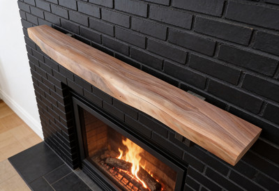 Walnut, FirePLace Mantel, Shelf. Solid, Live Edge. 2''x7''x60''. Concealed bracket.