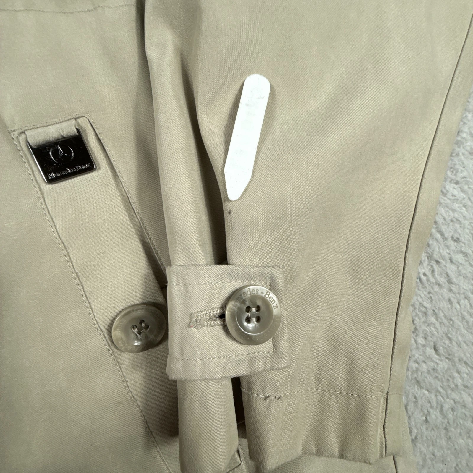 Vintage Mercedes Benz Jacket Mens Large Beige Windbreaker Coat Full Zip Lined image 8