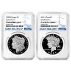 2024-S $1 Proof Morgan and Peace Silver Dollar 2pc Set NGC PF69UC ER Blue Label