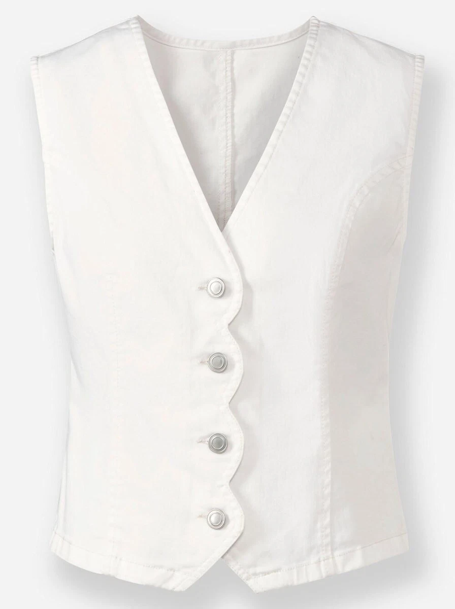 Damen Jeansweste Ärmellos V-Ausschnitt ecru Gr. 44 NEU