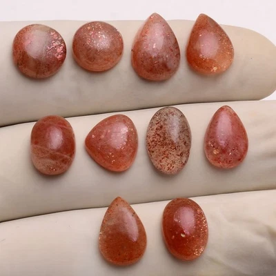 10 Stück Natürlicher Sonnenstein Cabochon 10mm-14mm Unbehandelt Lose Edelsteine - Bild 1 von 4