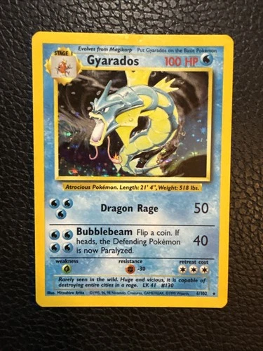 Gyarados 6/102 Base Set Unlimited 1999 Holo Rare Pokemon TCG - MP