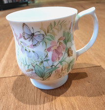 Elizabethan Staffordshire Fine Bone China Mug, Hand Decorated, Butterfly, Floral