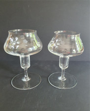 Vintage Art Deco Stil Riedel Glas Kristall Kerzenst&auml;nder ge&auml;tzte Blumen signiert