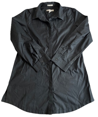 #ad #ad Chico’s Women#x27;s M 8 1 Black No Iron Roll Tab Button Front Tunic Shirt $10.00
