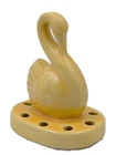 1940's Shawnee Pottery Swan Flower Frog Jonquil Yellow 3.5 in. Mid Century VG