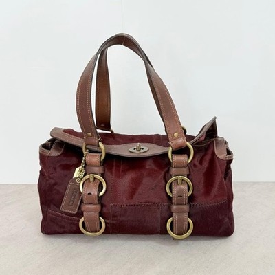 COACH Chelsea Pony Haircalf Satchel Bag Burgundy Vintage Rare | eBay