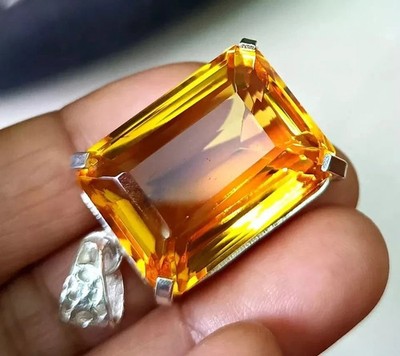 Natural 121 Ct Topaz Citrine 925 Sterling Silver Certified Gemstone Pendant+Gift