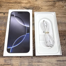 Apple iPhone 16 Pro Max Black Titanium 256GB OEM Charger USBC Empty Box NO PHONE