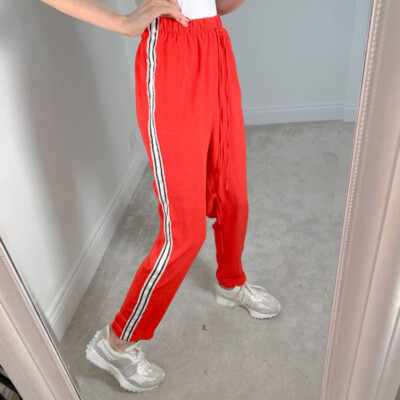 Missguided Red Jogger Tracksuit Trousers with White Stripe NEW with  Labels! UK