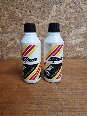 2 x Vintage Filtrat 50 schwere Motoröl Plastik Flasche Blechdose leer 