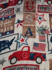 4th of July SCARF Red Truck, USA Patriotic Sheer 63" x 13.8" NEW 