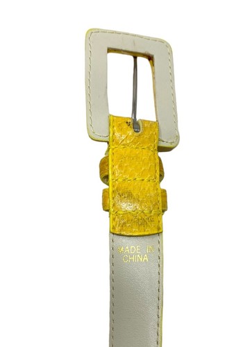 Vintage The Ritz Womens Yellow Genuine Snake Skin Belt Gold Buckle Size Medium - Picture 5 of 7